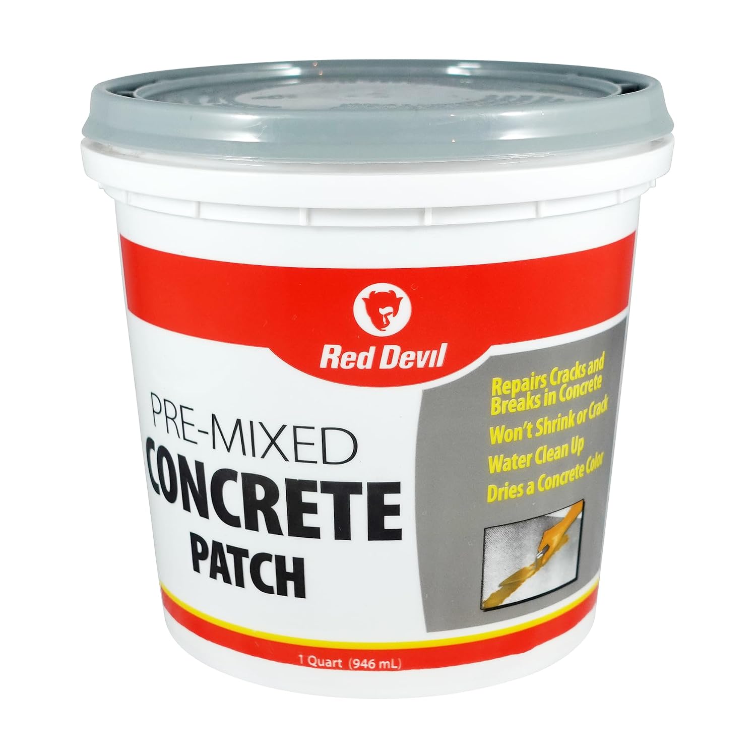 Red Devil 0645 Concrete Repair Patch, Cement Crack Filler, 5.5 Oz Squeeze Tube, Pre-Mixed, Pack of 1, Gray, Made in USA