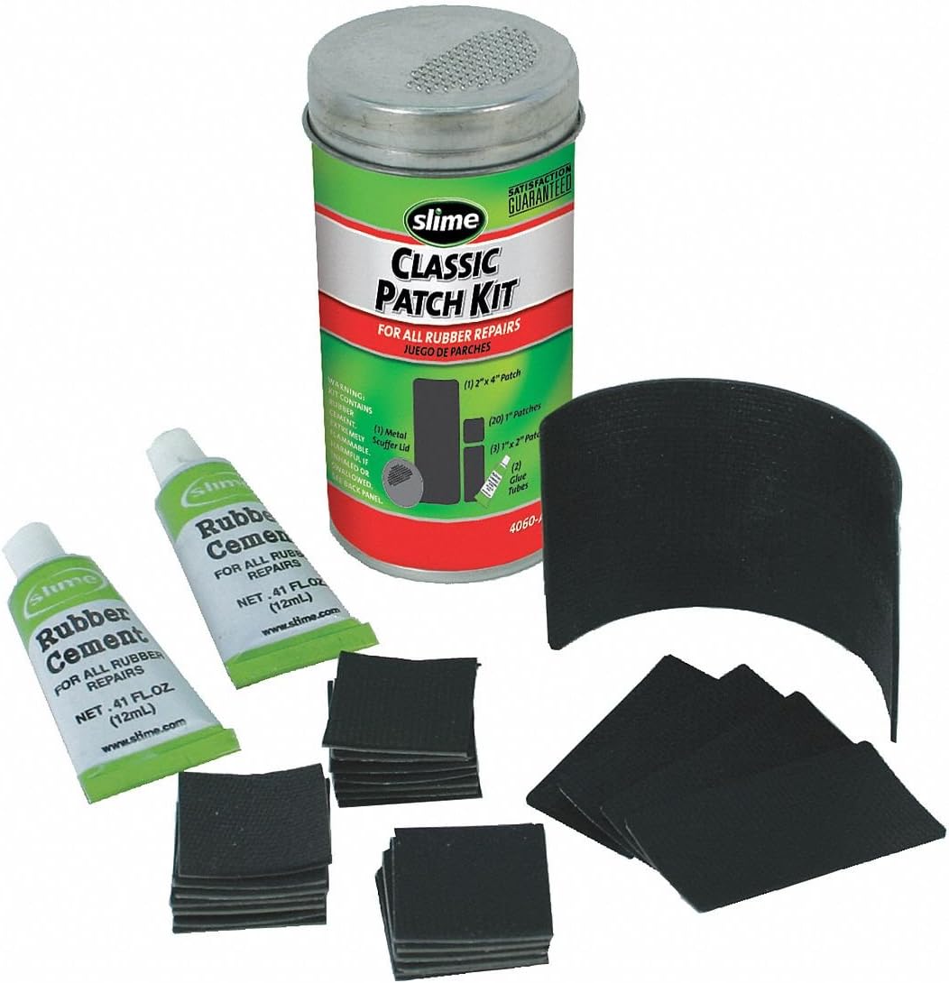 Slime 1022-A Tube Rubber Patch Kit, for Bikes and Other Inflatables, Contains, 5 Patches, Scuffer and Glue