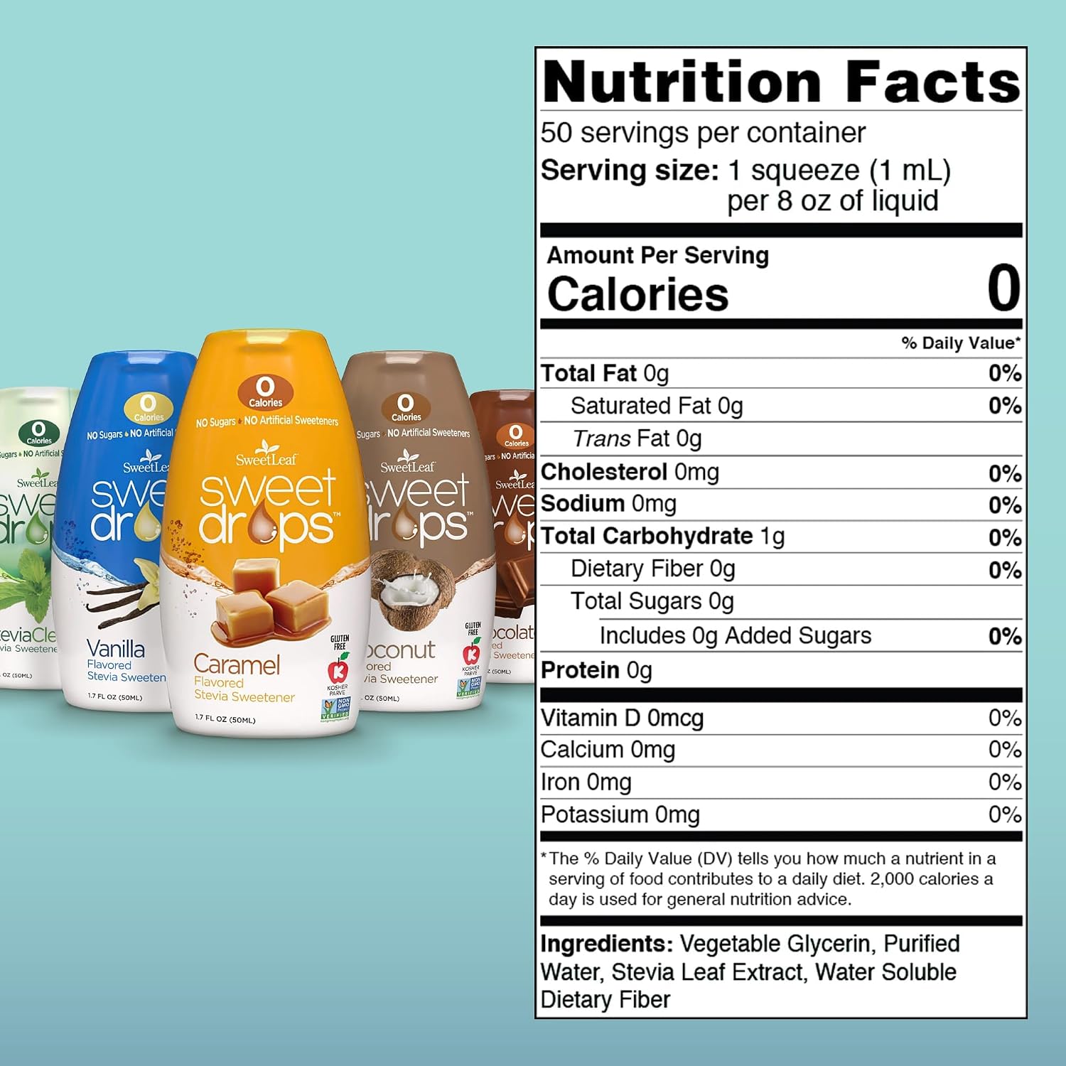 SweetLeaf Stevia Drops Liquid Sweetener, Variety Pack - 1.7 Fl Oz, 4 Pack | Sweet Drops, Stevia Leaf Extract, Zero Calorie, No Erythritol, Sugar Substitute