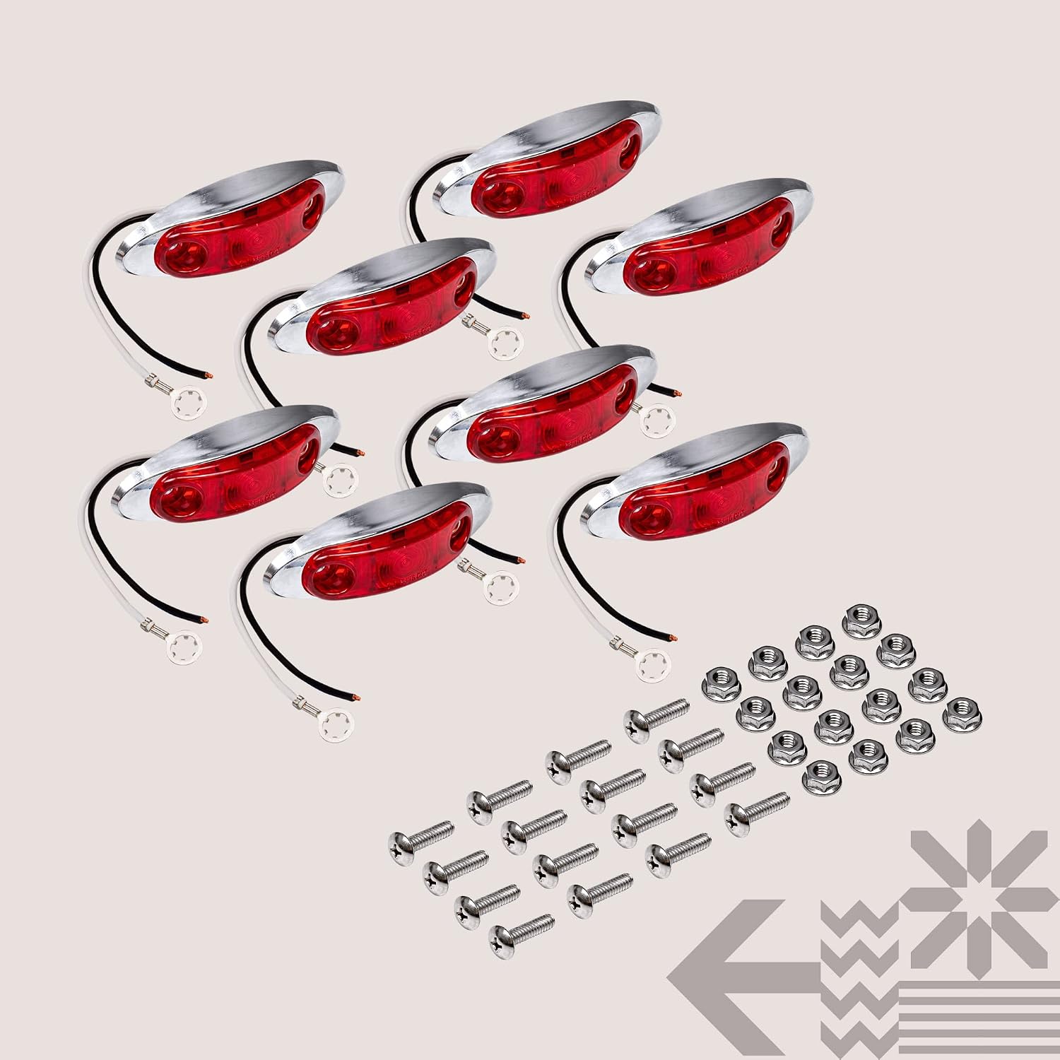 TRUE MODS 2pc 2.5" Amber Oval LED Trailer Marker Lights for Boat Trailer RV