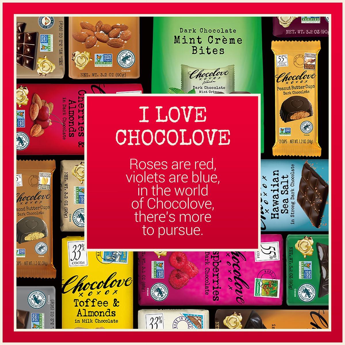 Chocolove Cherry & Almonds Dark Chocolate Bars | 55% Cocoa | Infused with Real Cherries & Crunchy Almonds | Crafted with Premium Chocolate | 3.2 oz Bar (12 Pack)