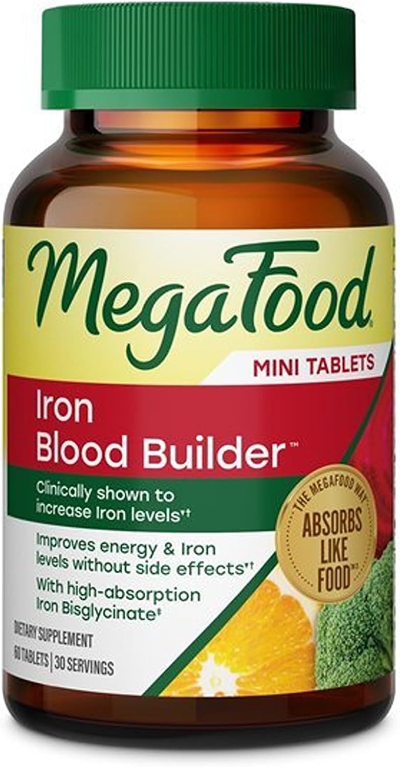 MegaFood Blood Builder Iron Supplement, Energy Support, 72 Mini Tablets