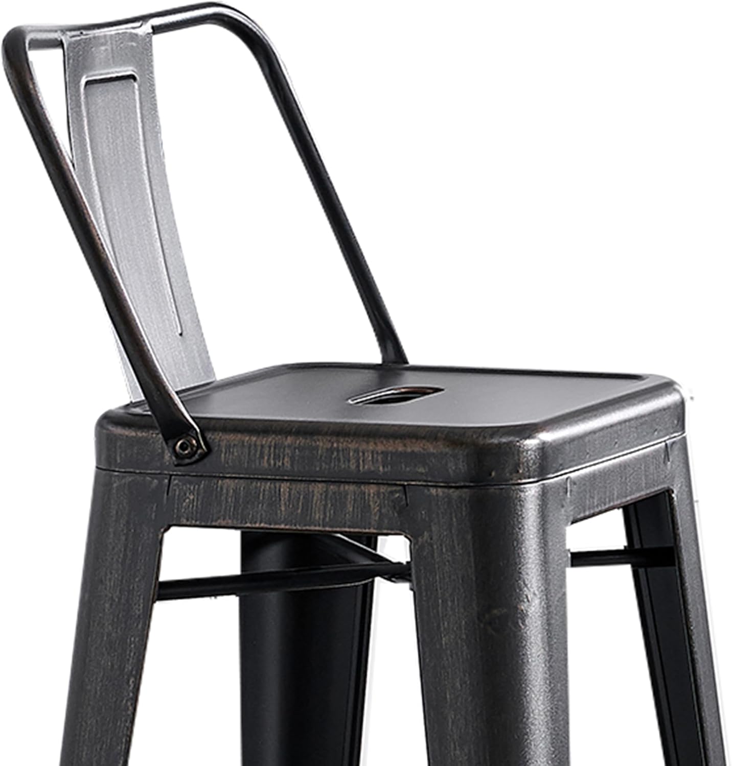 AC Pacific 30” Metal Barstool Set of 2 – Country Rustic Style with Low Back, Lightweight & Sturdy Build, Easy Assembly – Matte Black