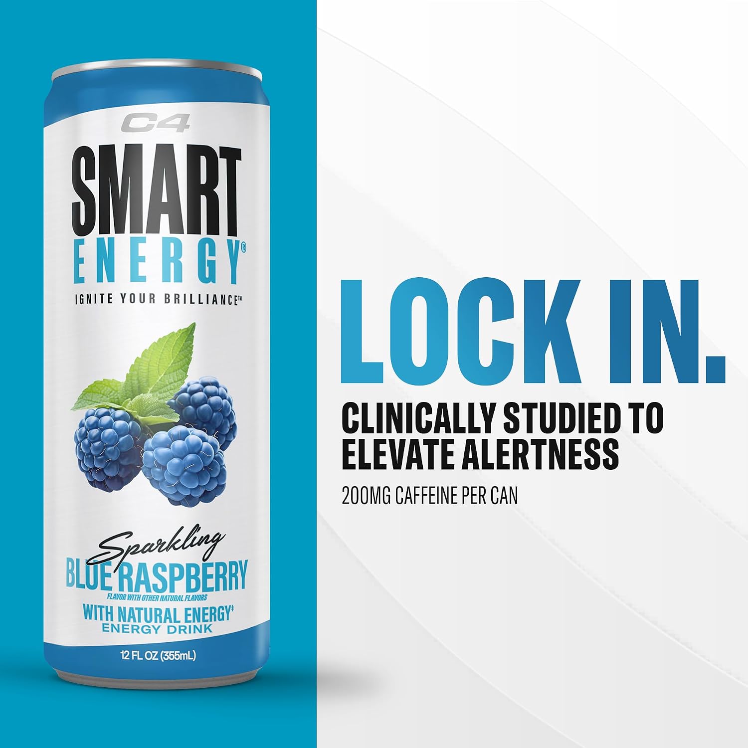 C4 Smart Energy Drink, 200mg Caffeine, 12 Fl Oz 12pk