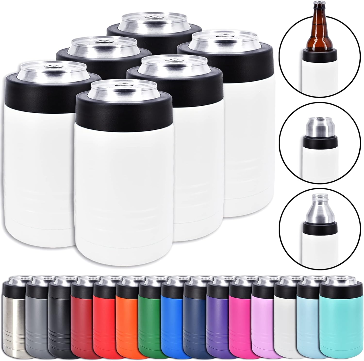 Clear Water Home Goods 12 oz 4-in-1 Stainless Steel Can Cooler (6-Pack)