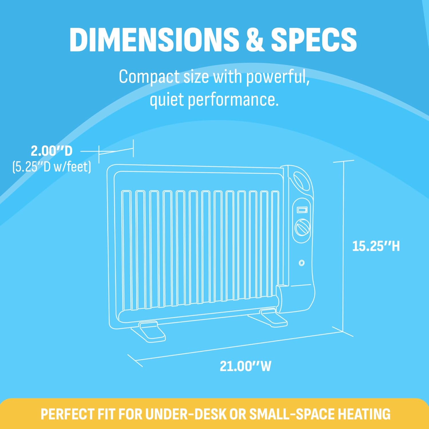 NewAir Portable Space Heater for Indoor Use | Ideal Heater for Bedroom, Office or Under Desk | Electric, Energy Efficient and Noiseless