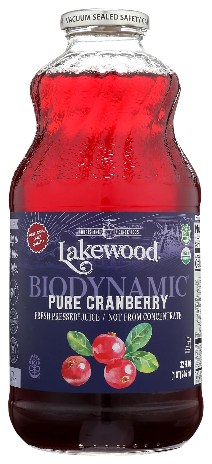 Lakewood Organic Pure Cranberry, Fresh Pressed, 32 Fl Oz (Pack of 6)