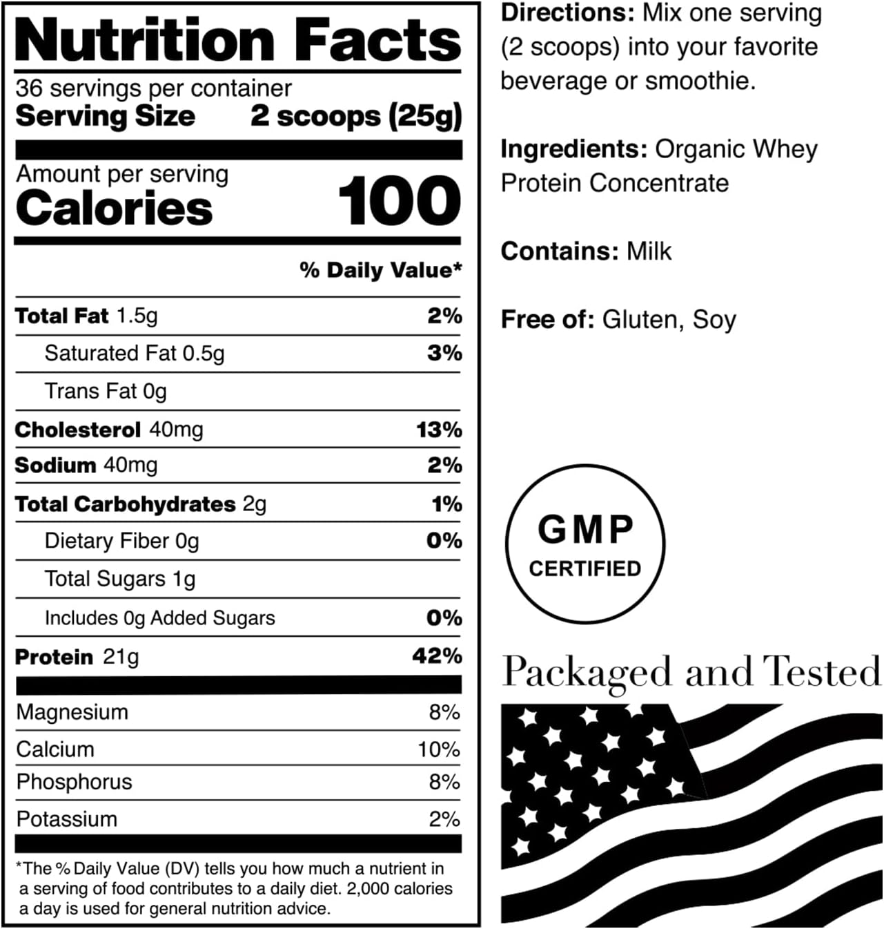 NorCal Organic Grass-Fed Whey Protein, USDA Certified, Unflavored, 2 lb