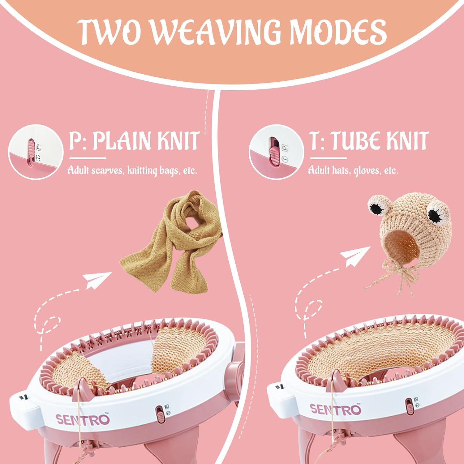 SENTRO Knitting Machine 48 Needles with Row Counter, Crochet Knitting Loom Machine for Beginners
