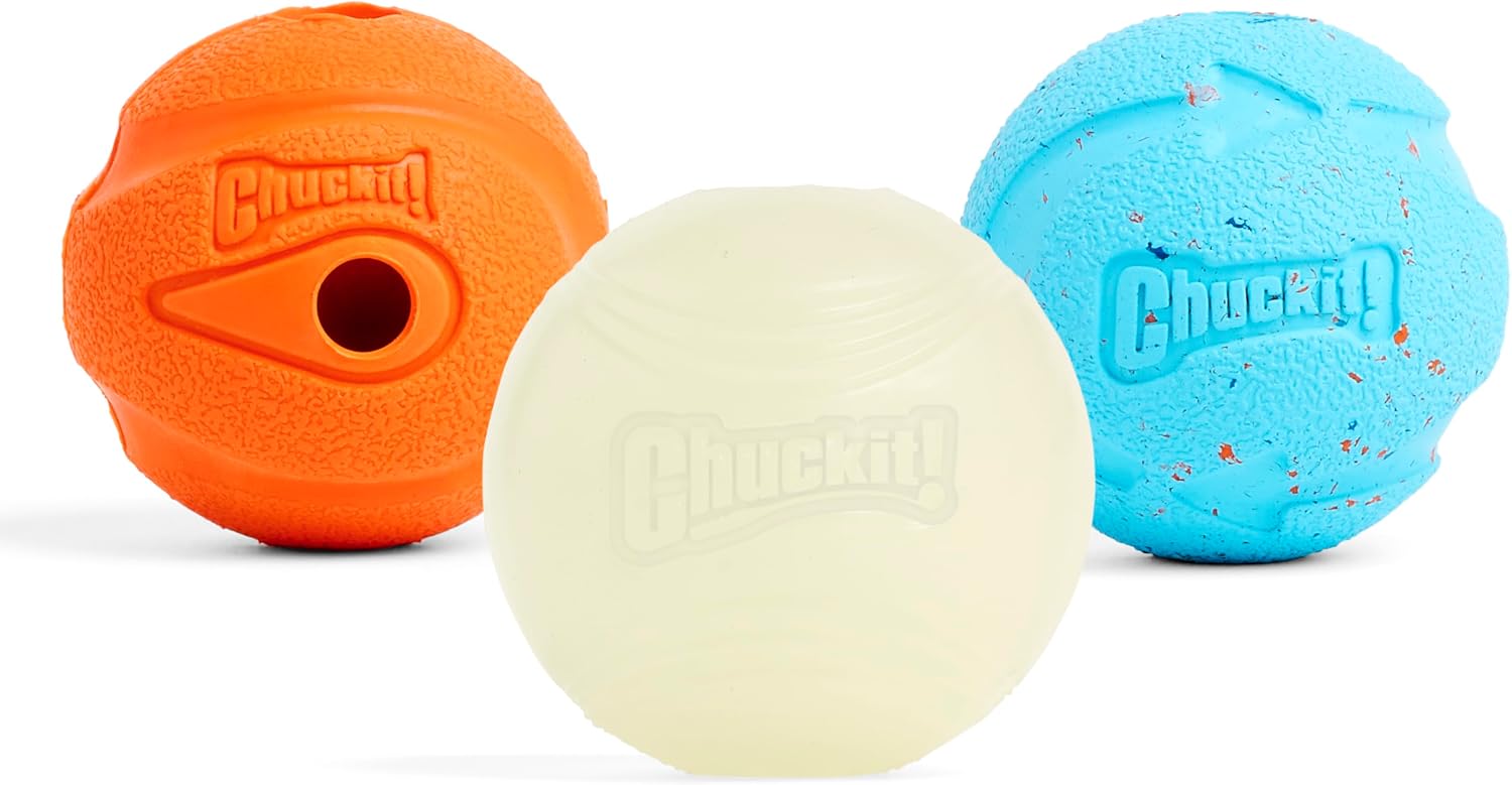 Chuckit! Fetch Pack Dog Balls - Interactive Dog Toys, High-Bounce Fetch Ball, Floating Ultra and Rugged Balls, Durable - Size Small, 2-inch Diameter, Set of 3