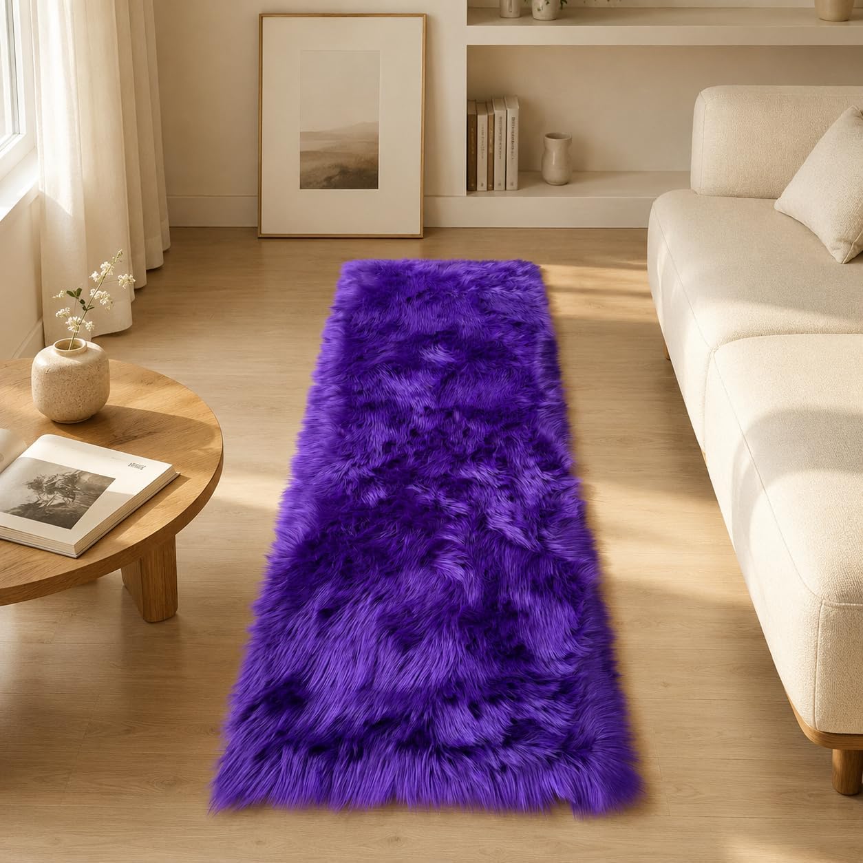 EasyJoy Ultra Soft Fluffy Shaggy Area Rug Faux Fur Rug Chair Cover Seat Pad Fuzzy Area Rug for Bedroom Floor Sofa Living Room (2 x 6 ft Sheepskin