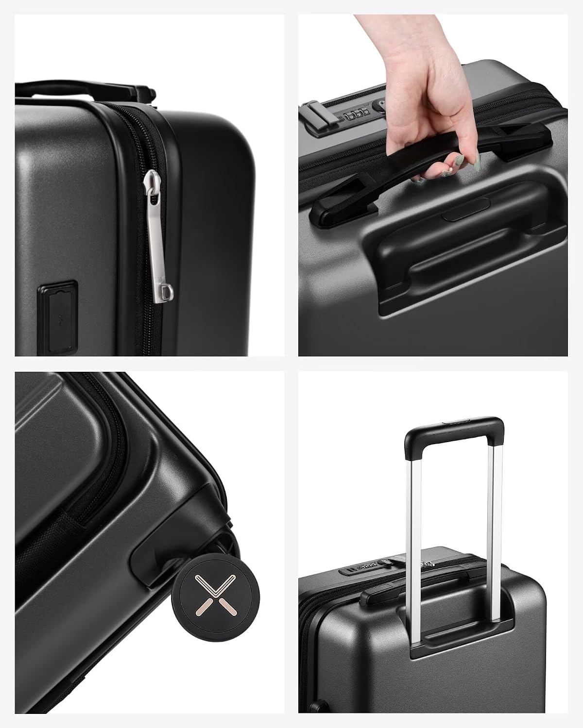 LUGGEX Checked Top Opening Expandable Suitcase, Black, 28" | Checked Luggage, Top Opening Design, 100% PC Hard Shell, Expandable Storage, TSA Approved Lock, 105L-115L Capacity, FX-Core