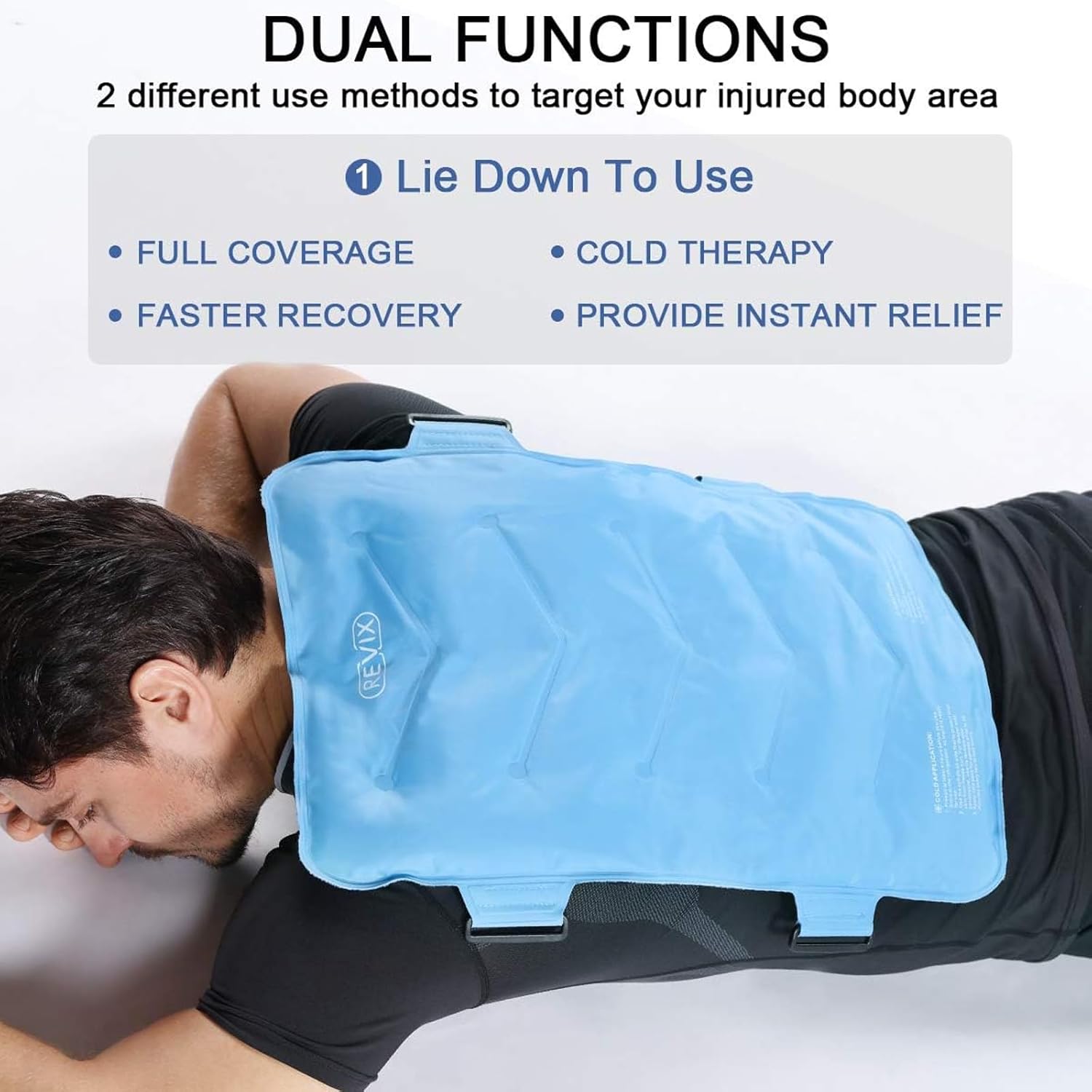 REVIX XXL Full Back Ice Pack Wrap, Large Gel Packs for Injuries Reusable