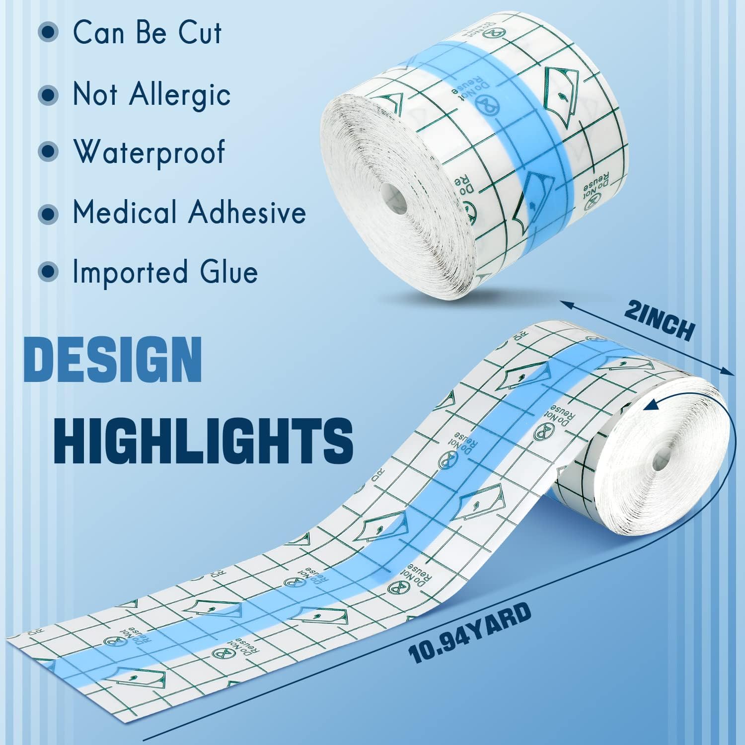 BBTO Transparent Waterproof Adhesive Dressing Bandage Tape, 6 x 197 Inch