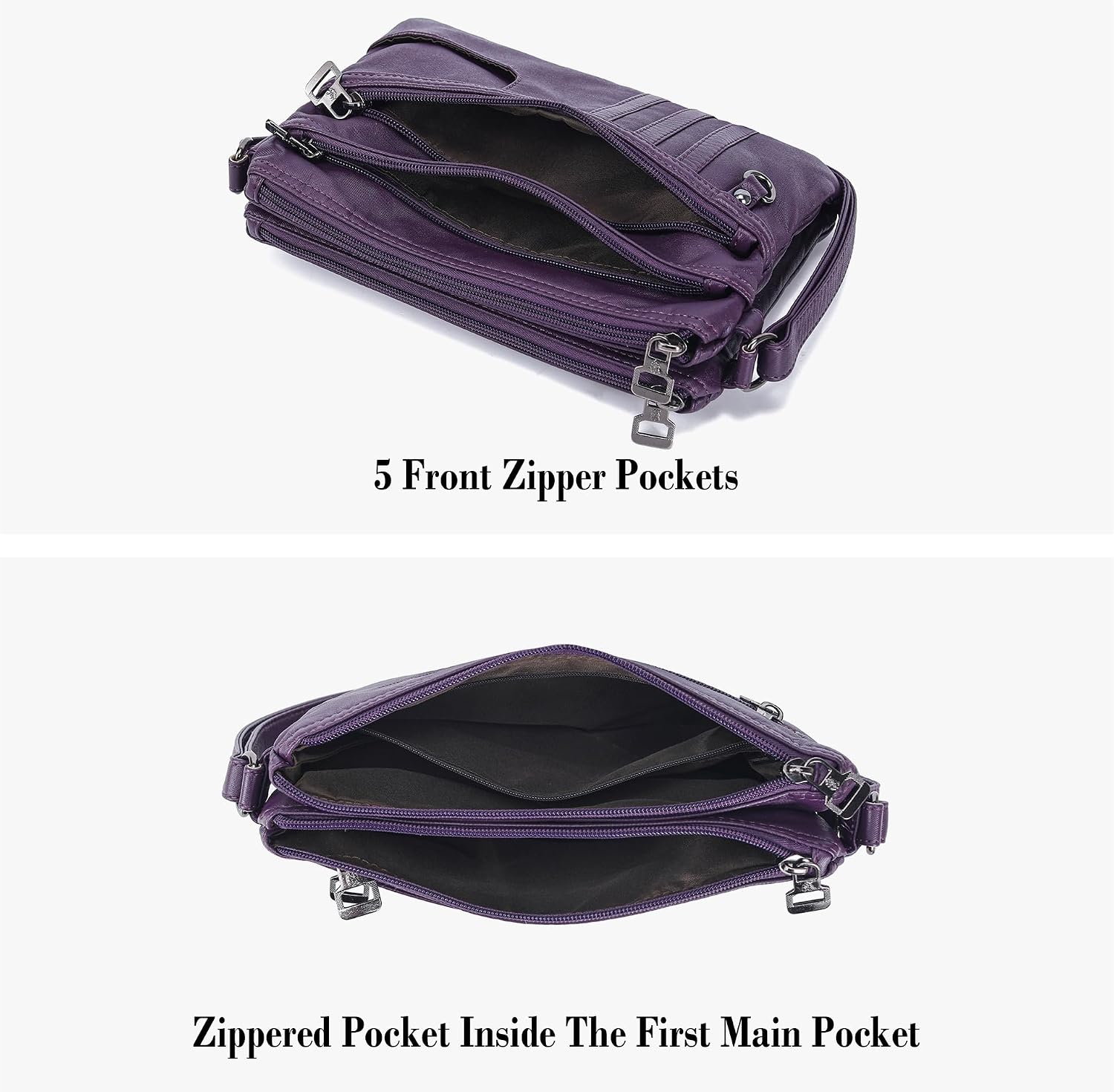 MINICAT Multi Pocket Small Crossbody Purses for Women Everyday Shoulder Bag | Lightweight Organizer, Cross body Bag with Multiple Zipper Pockets, Vegan Leather, Phone Purse for Travel Casual Daily