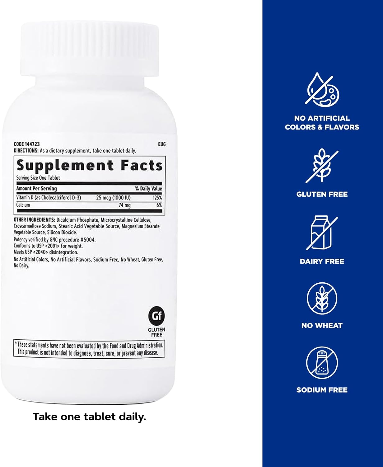 GNC Vitamin D-3 25mcg, Supports Healthy Teeth and Bones, 180 Tablets