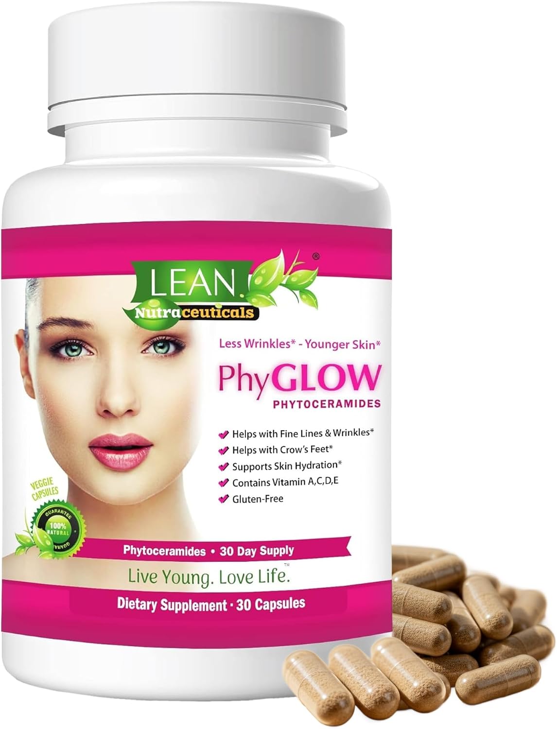 Phytoceramides Ceramide Skin Hydration Restore Beauty Health Supplement, Hyaluronic Acid Alternative Pills w/Multivitamins A, C, D, E