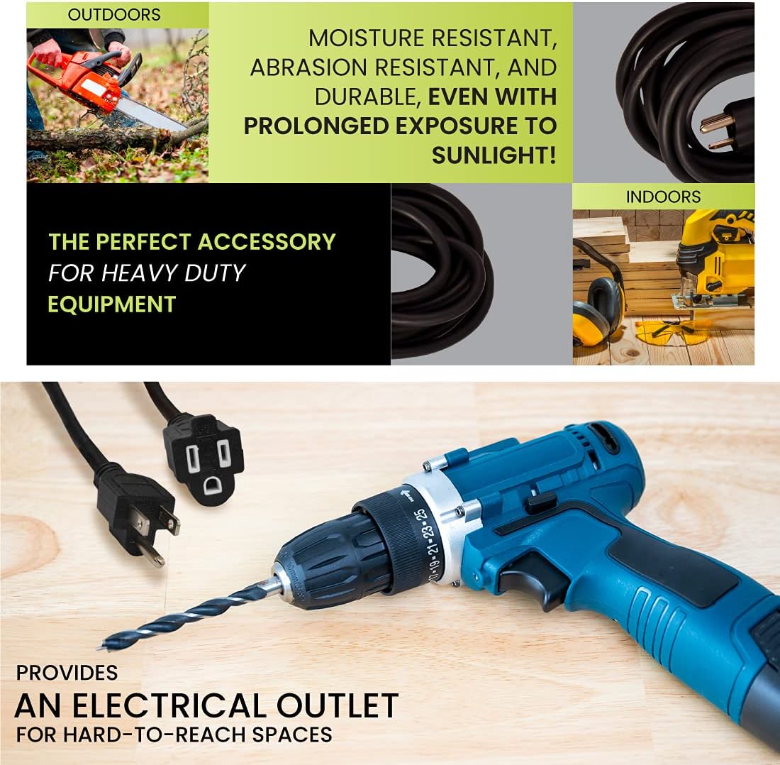 Go Green Power Inc. (GG-14025) 12/3 SJTW Outdoor Extension Cord, Lighted End, 25 ft