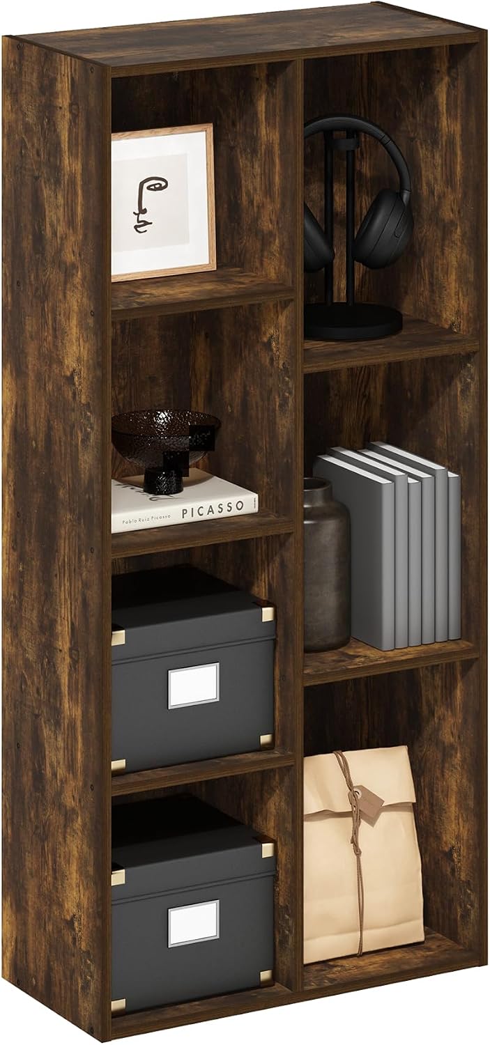 Furinno LUDER Book Shelf, 5-Cube Bookshelf, Reversible Bookcase, 9.4 x 19.5 x 31.5, Easy Assembly, for Living Room, Bedroom, Home Office, White