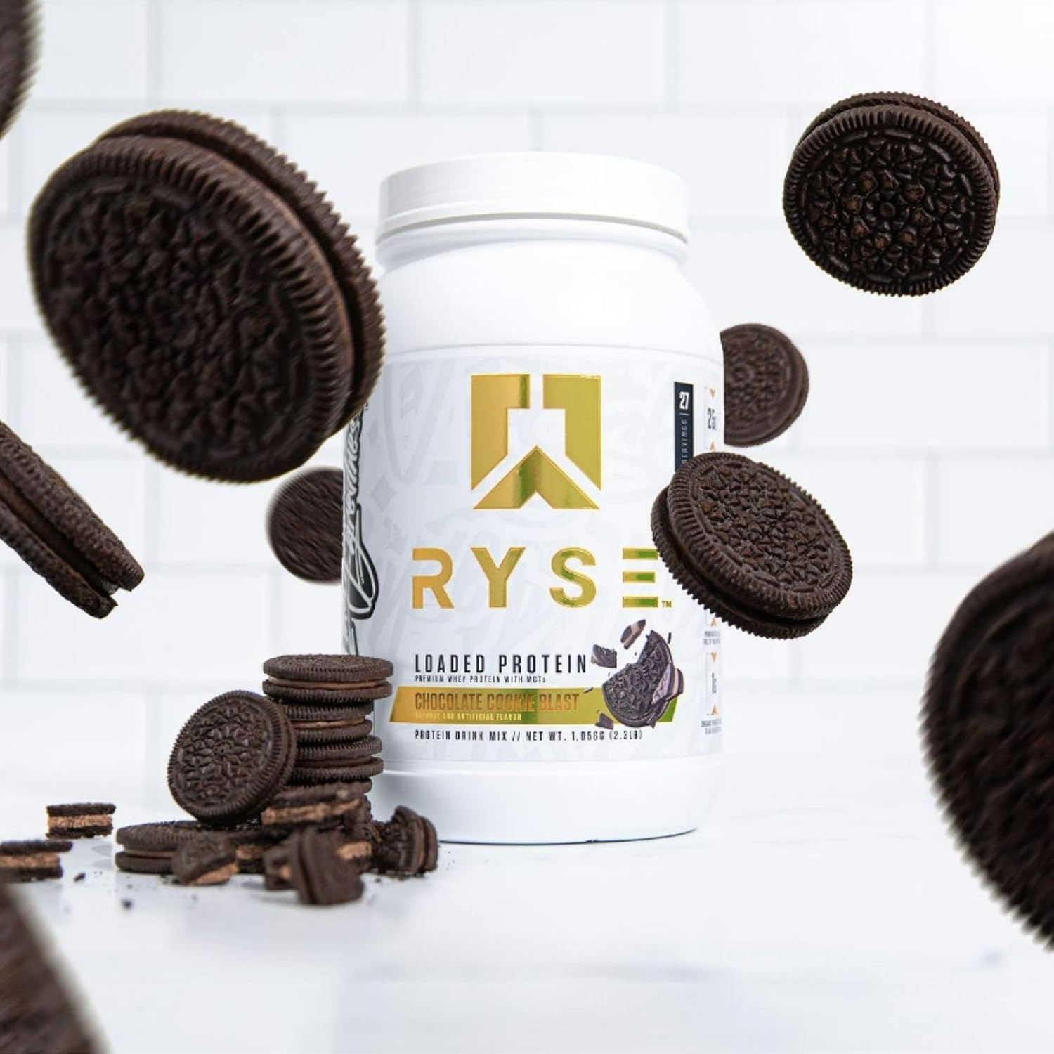 RYSE Loaded Protein Powder - Peanut Butter Cup - 25g Whey Protein Isolate & Concentrate with Prebiotic Fiber & MCTs - Low Carb, Low Sugar