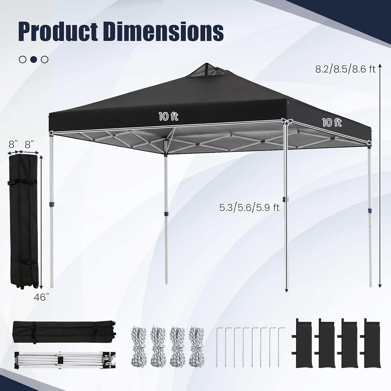 Tangkula 10 x10 Ft Pop Up Canopy with Center Lock, UPF 50+ One-Button Setup Outdoor Canopy Tent with Roller Bag, 4 Sand Bags, Heavy-Duty Steel Frame