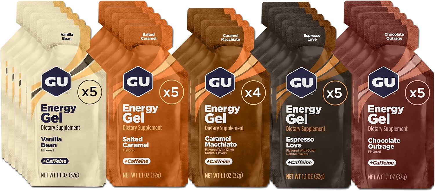 GU Energy Original Sports Nutrition Energy Gel, Vegan and Dairy-Free On-the-Go Energy for Any Workout, Vanilla Bean, 8-Count