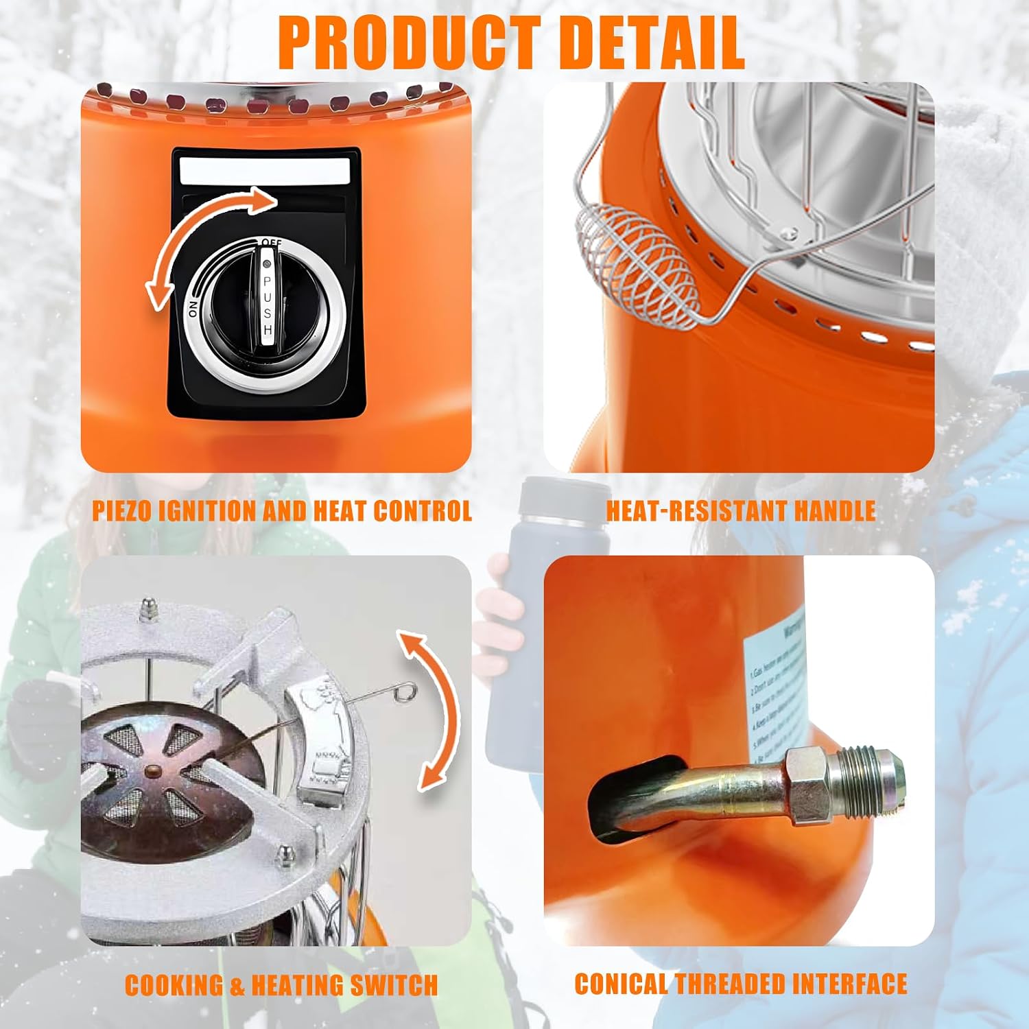 2-in-1 Propane Heater and Stove, Portable Heater with 6FT Regulating Valve, Dual Function Indoor Safe for Ice Fishing, Tent Camping, Tailgating