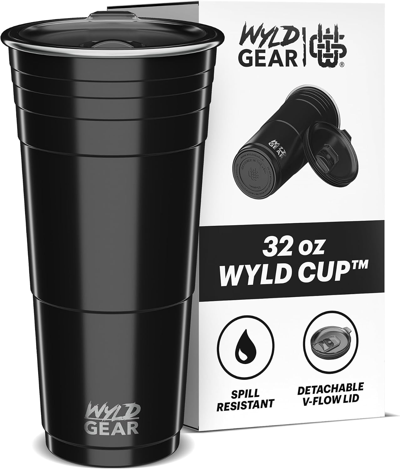Wyld Gear Party Cup 24oz Red Stainless Steel Reusable Metal Cup with Lid