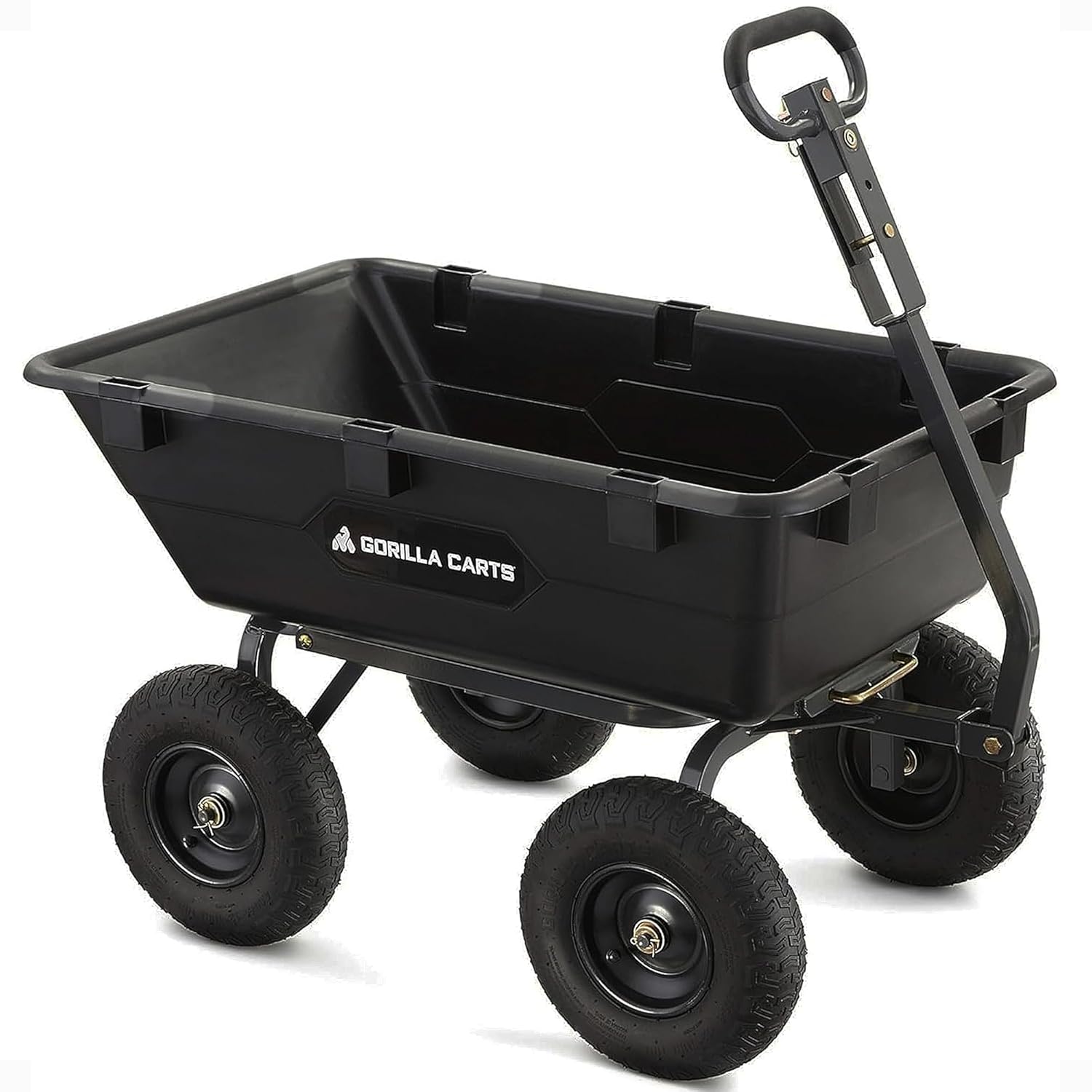 Gorilla Carts Poly Garden Dump Garden Cart with Easy to Assemble Steel Frame, Camping Wagon with Quick Release System, 1200 Pound Capacity, and 13 Inch Tires | 1,200-lb Capacity, 6 Cu Ft Tub Poly Dump Cart with Quick-Release Dump for Bigger Yard Cleanup…