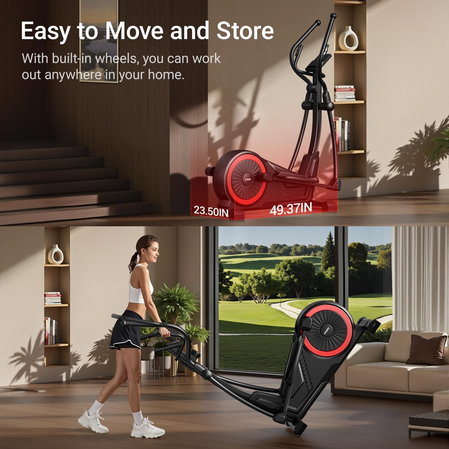 Elliptical Exercise Machine with 15.5''-17'' Stride & Heart Rate Grips,Ultra Silent Magnetic Elliptical Machine for Home with 16 Levels Resistance and LCD Monitor,400 LBS Weight Capacity
