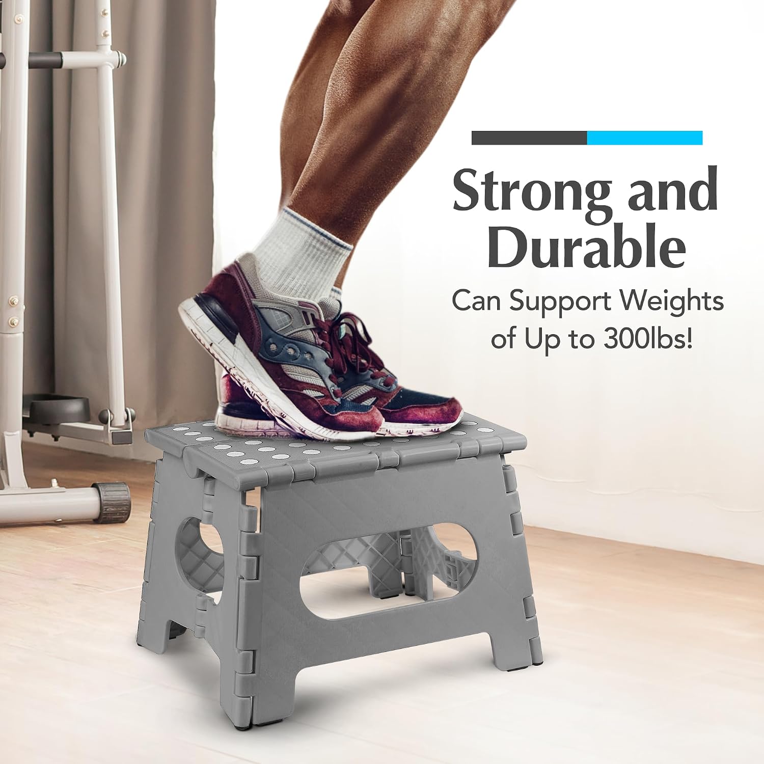 Handy Laundry Folding Step Stool 9 Inch, Black, Non-Slip Holds 300 lbs | 9 Inch, Black, Foldable Collapsible Step Stool, Non-Slip, Holds 300 lbs, Kitchen Bathroom Bedroom, Adults
