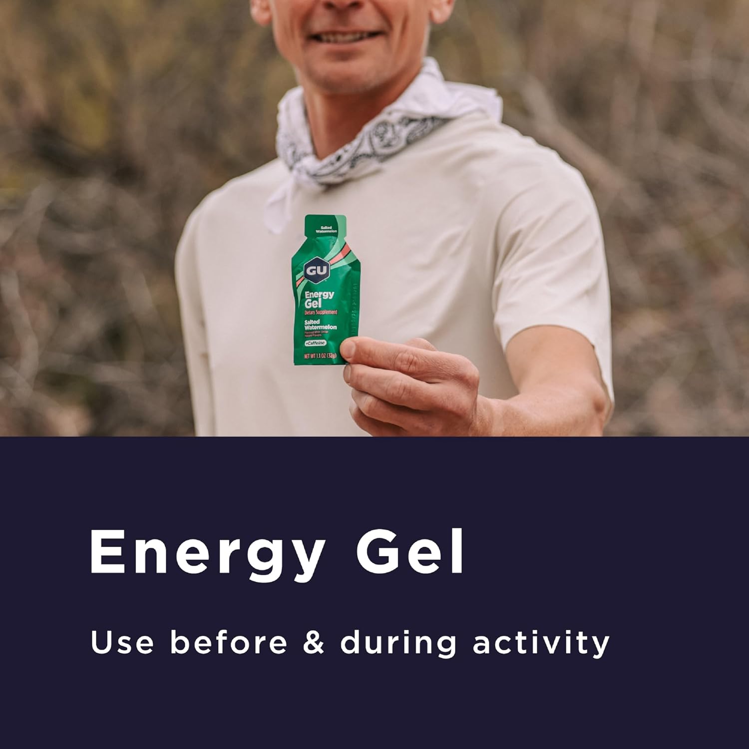 GU Energy Original Sports Nutrition Energy Gel, Vegan and Dairy-Free On-the-Go Energy for Any Workout, Vanilla Bean, 8-Count