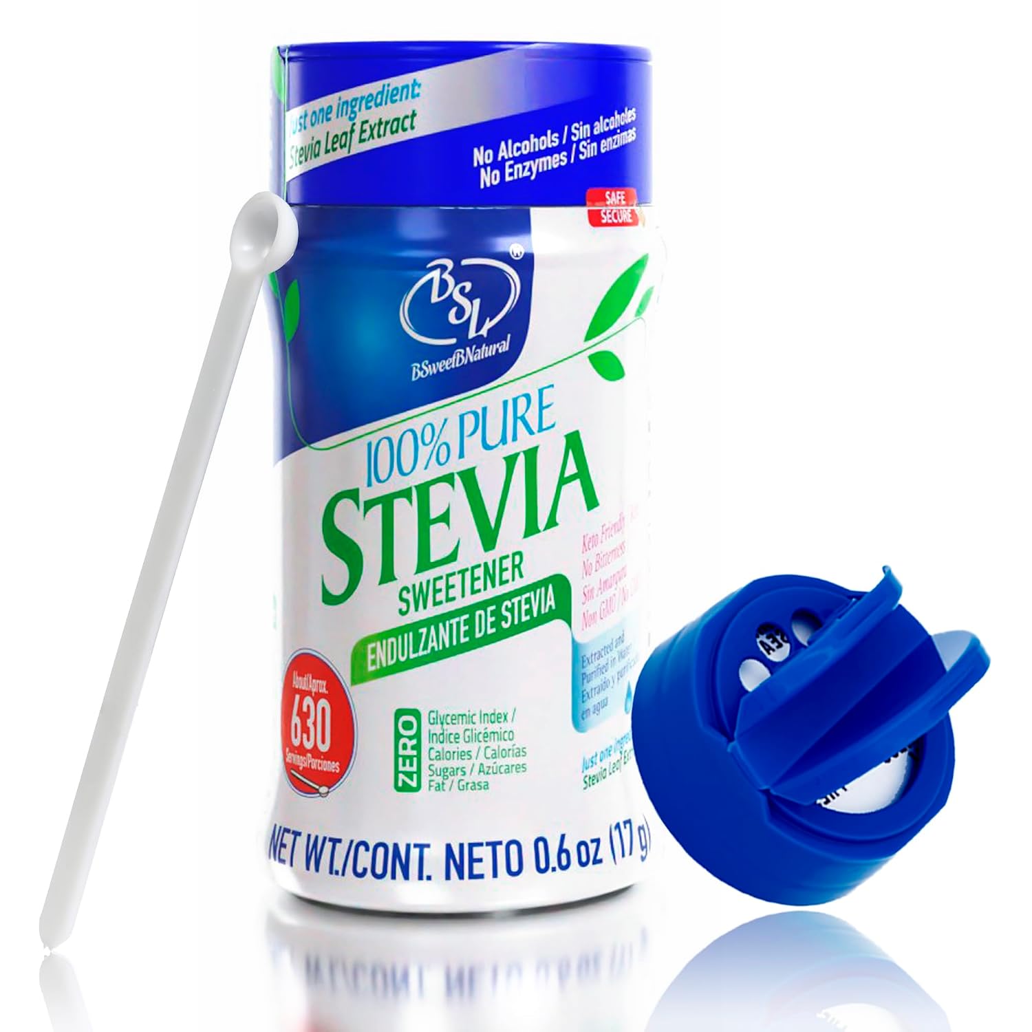 Stevia Powder 100% Pure, No Artificial Sweetener, Stevia Green Leaf Extract | Zero Calorie & Keto Friendly (0.6 Ounces)