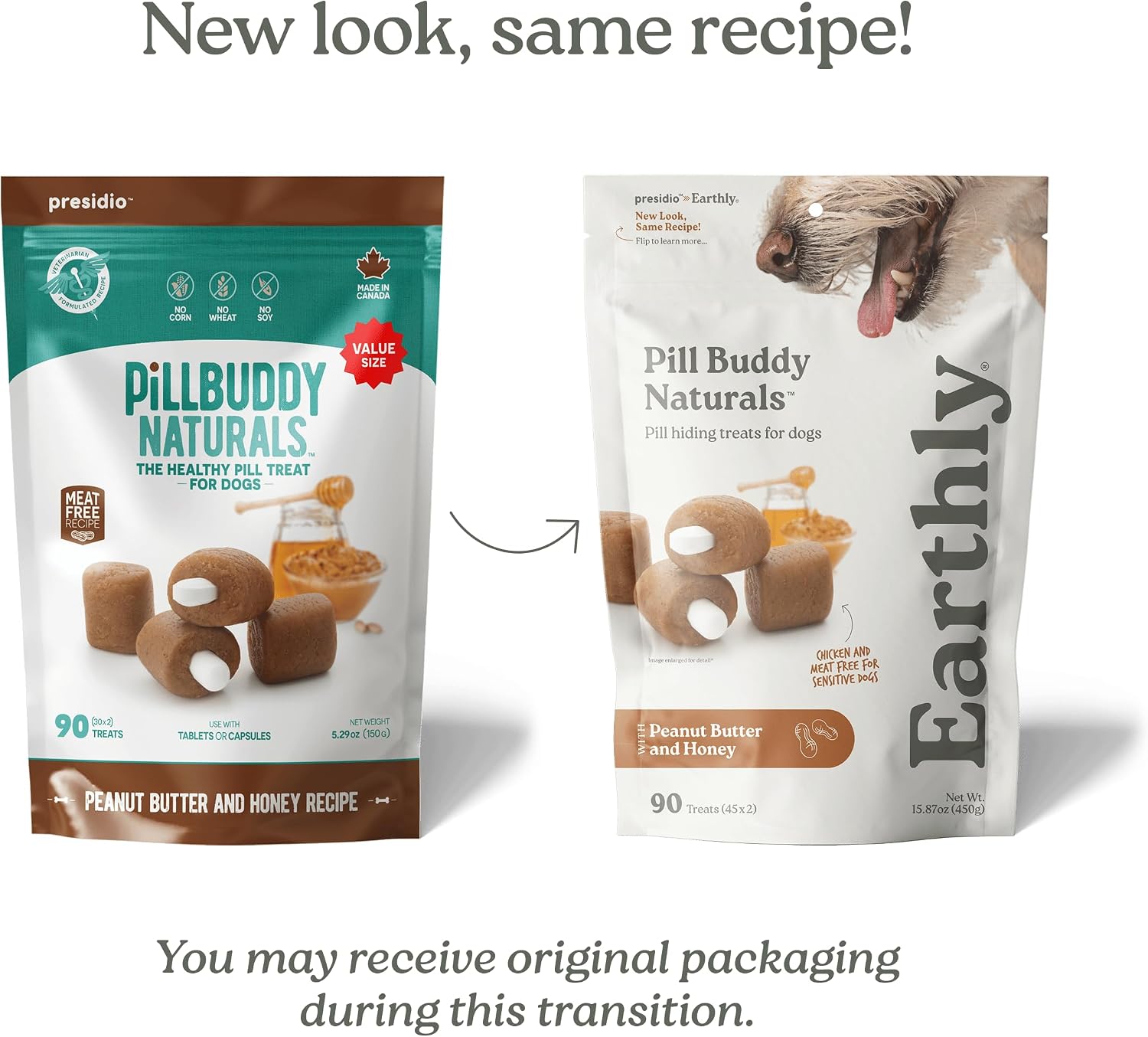 Presidio Earthly Pill Buddy Naturals - PB & Banana Recipe Pill Hiding Treats for Dogs - Make A Perfect Pill Concealing Pocket Or Pouch for Any Size Medication - 30 Servings