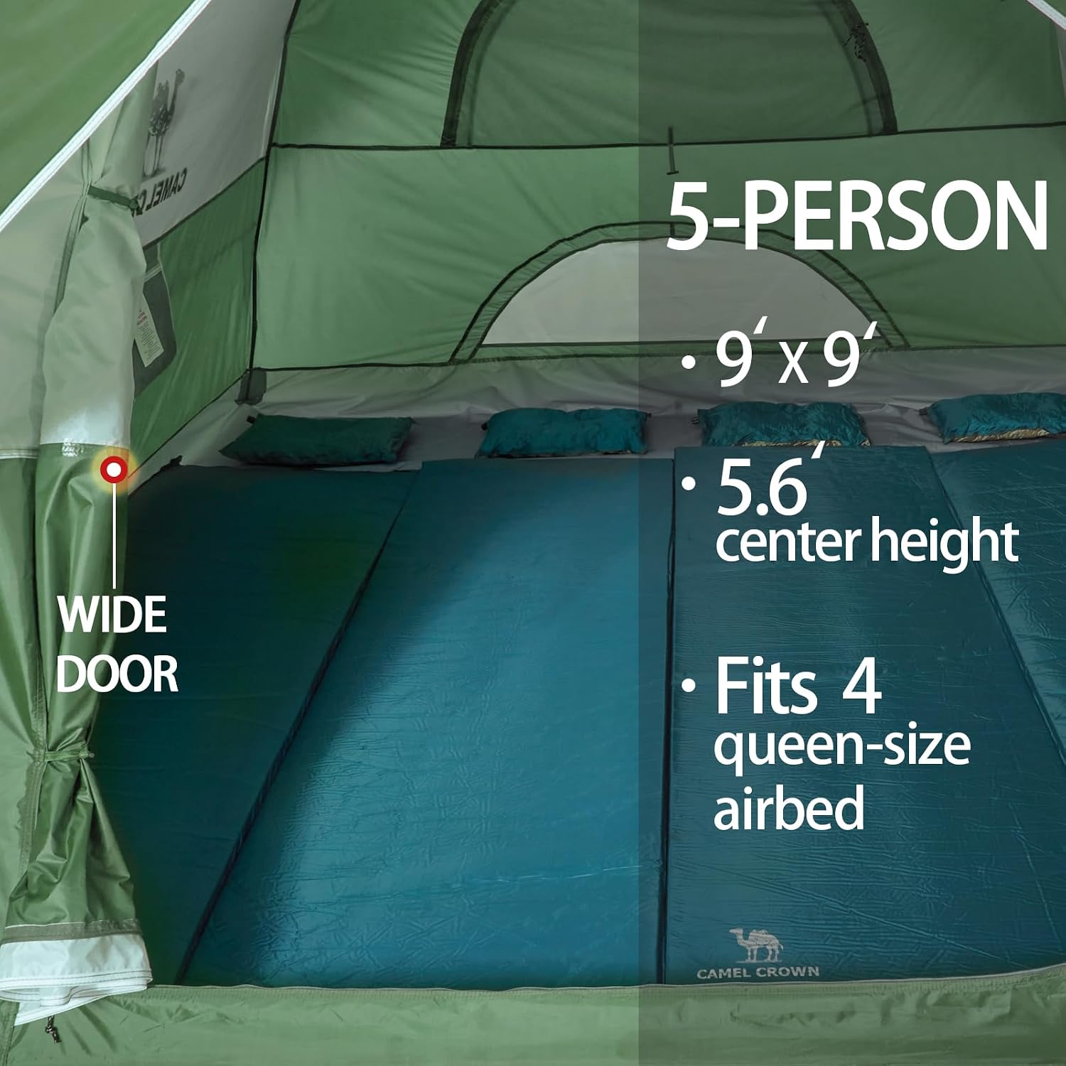 CAMEL CROWN Tents for Camping 2/3/4/5 Person Camping Dome Tent, Waterproof,Spacious, Lightweight Portable Backpacking Tent for Outdoor Camping/Hiking
