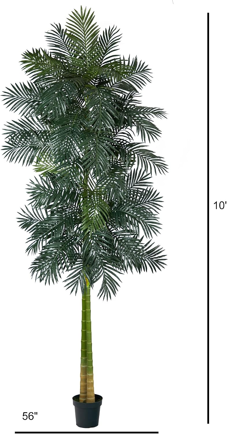 Nearly Natural 4 ft Artificial Golden Cane Palm Tree with Nursery Pot | Double-Stalk, Lush Realistic Foliage, Indoor Faux Palm Plant, Living Room Decor, Perfect Tropical Decoration