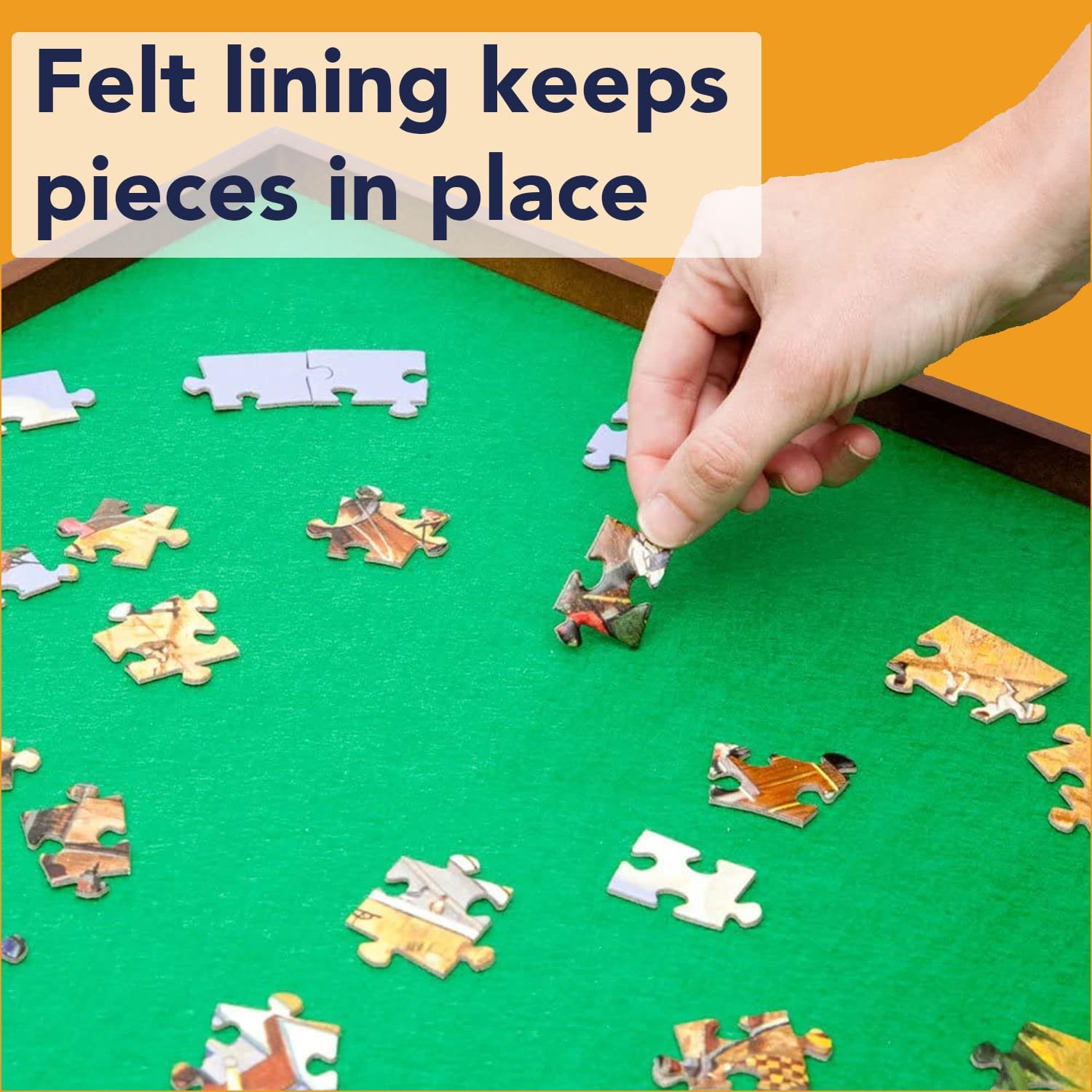 Bits and Pieces Portable Puzzle Board - Compact Folding Puzzle Table with Large Puzzling Area for 1500 Piece Jigsaw Puzzles, Attractive Wood