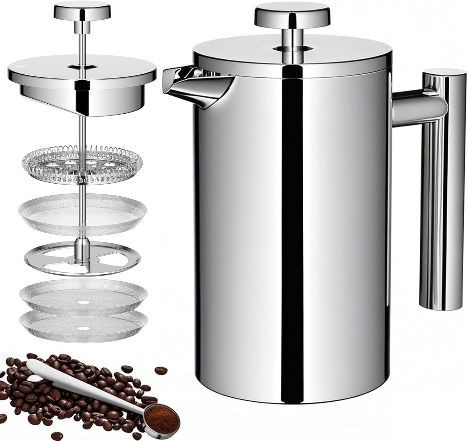 Black French Press Stainless Steel 34oz