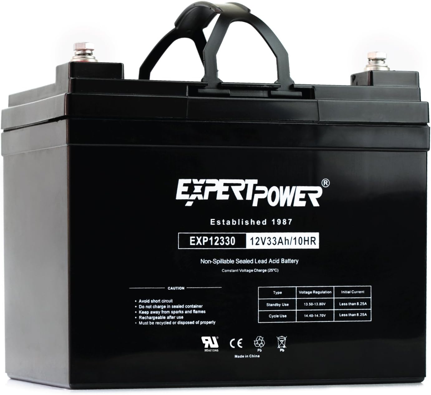 ExpertPower EXP33-12V 33Ah SLA AGM Battery for Solar Energy Storage, UPS, Trailer, Security System, Mobility Scooter, Small Marine Battery Backup, Rechargeable 12V Batteries Lead Acid, M6