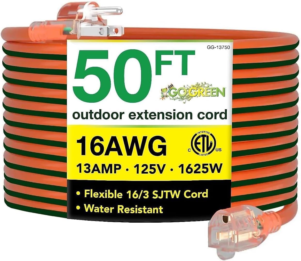 Go Green Power Inc. (GG-14025) 12/3 SJTW Outdoor Extension Cord, Lighted End, 25 ft