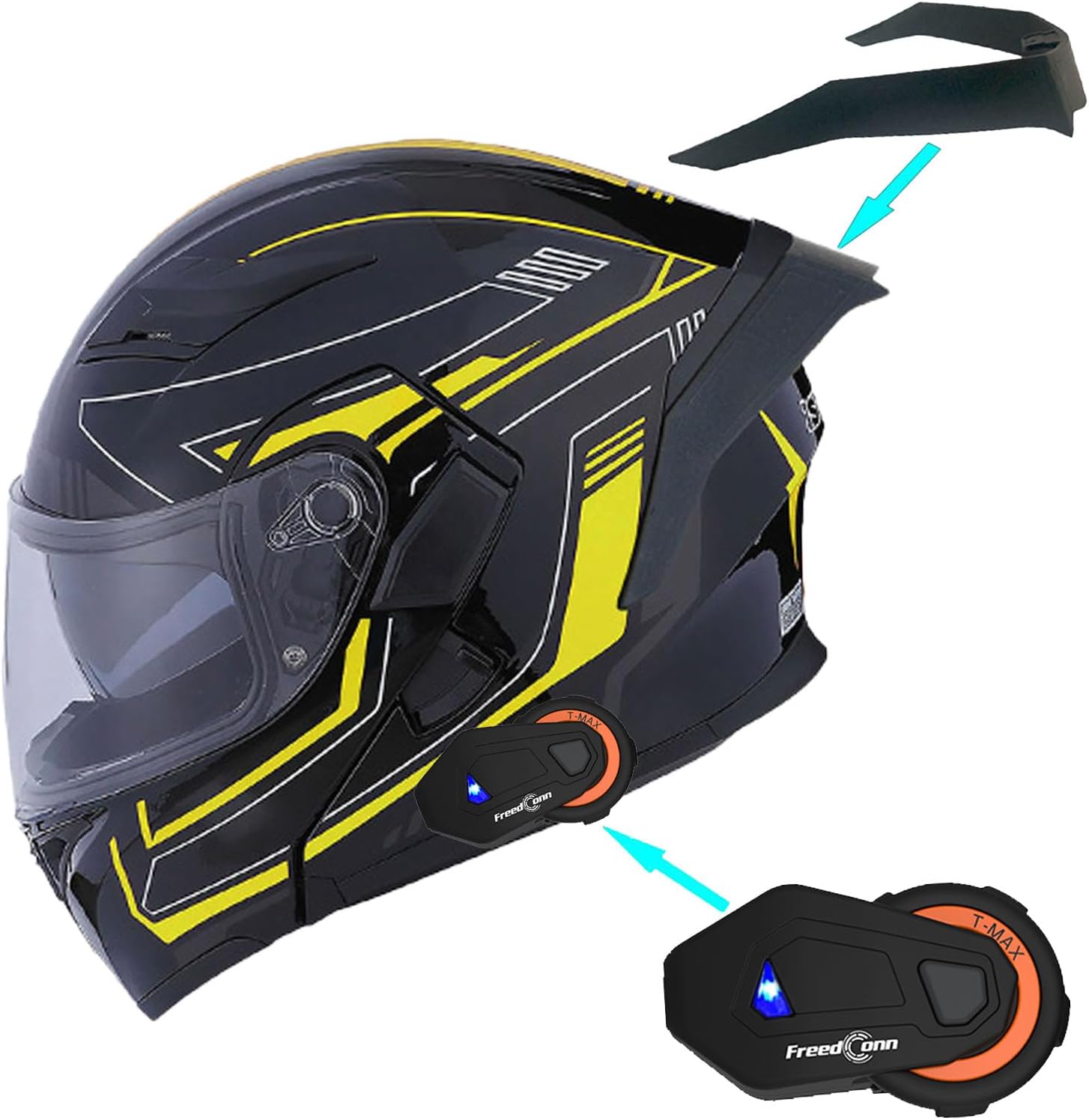1Storm Motorcycle Modular Full Face Helmet Flip up Dual Visor Sun Shield: HB89