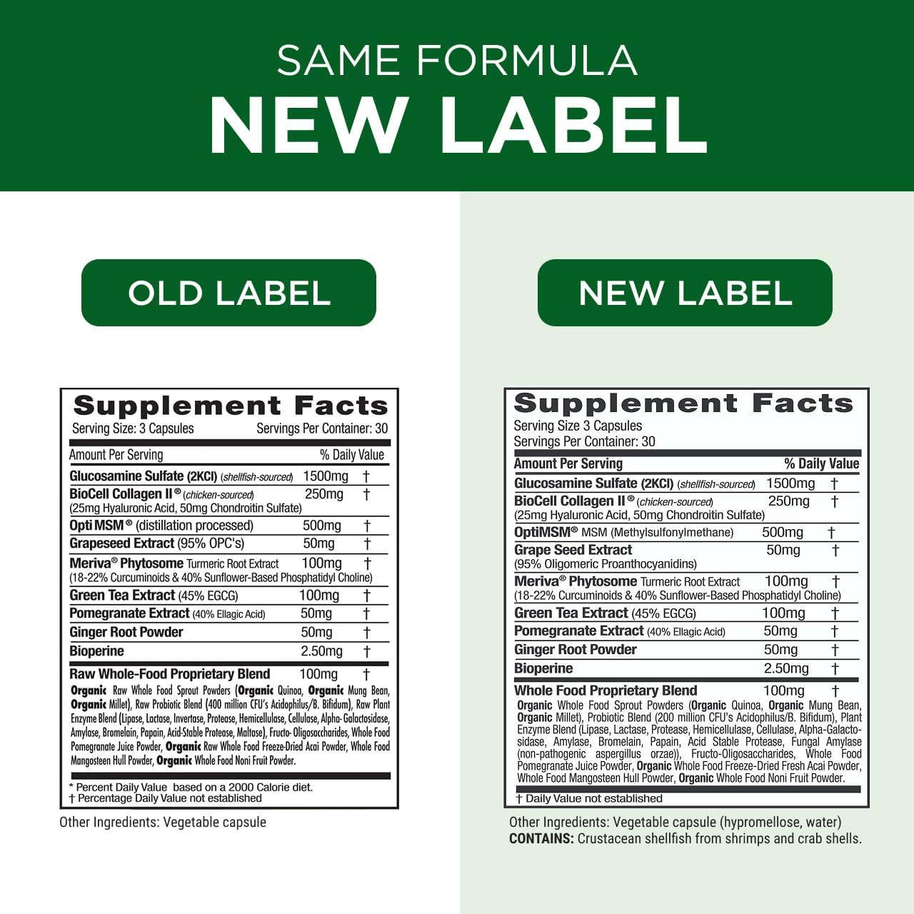 EMERALD LABS Joint Health - Biocell II Collagen, OptiMSM, Glucosamine, Meriva Turmeric Curcuminoids & More - Joint Health