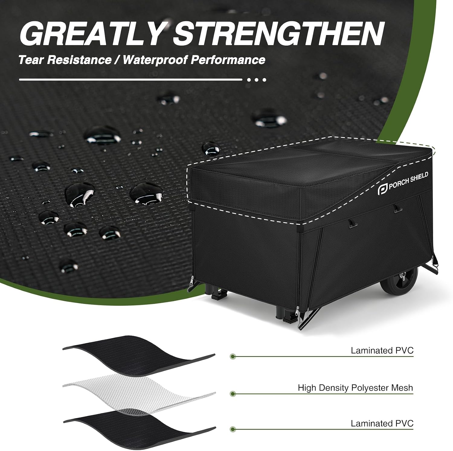 Porch Shield Waterproof Universal Generator Cover 32 x 24 x 24 inch - for Most Generators 5000-10000 Watt, Black