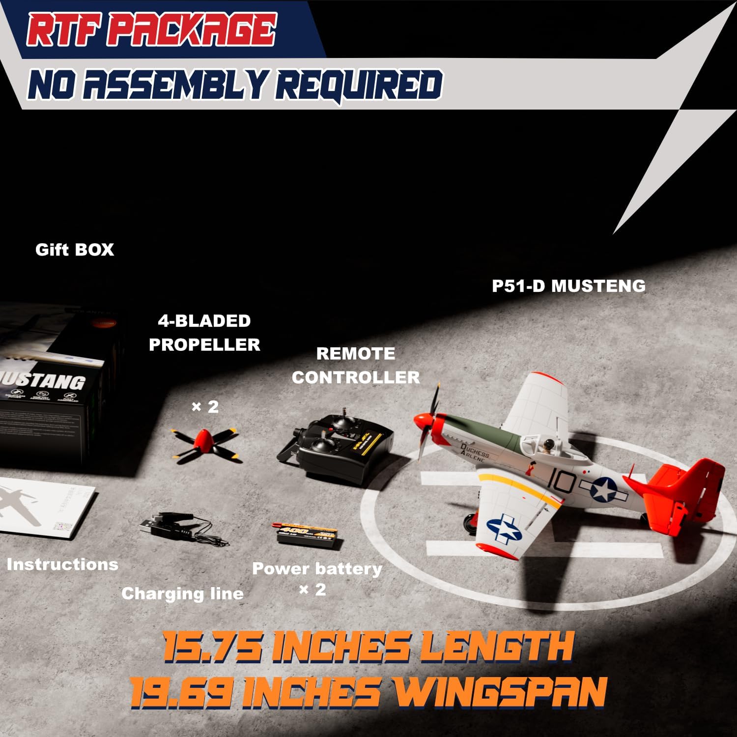 LEAMBE 4 Channel RC Plane, Ready to Fly Aerobatic Aircraft, Easy Control for Beginners, P51 Mustang RC Airplane Best Gift for Adults