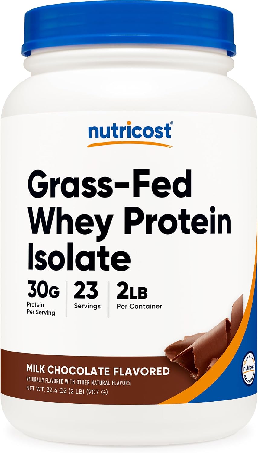 Nutricost Grass-Fed Whey Protein Isolate (Vanilla) 5LBS | GMO-Free, Gluten Free, Natural Flavors
