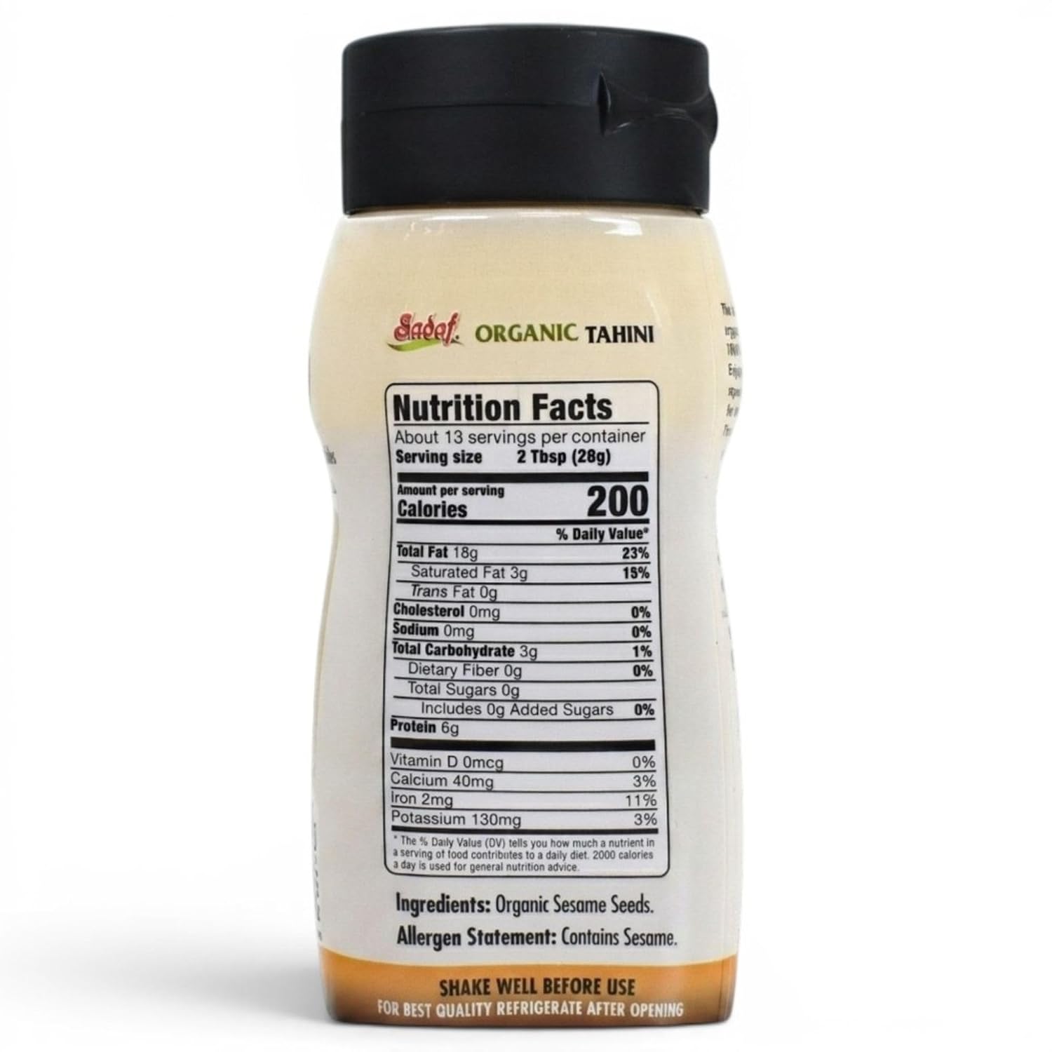 Sadaf Organic Sesame Tahini Squeeze Bottle 12.35 oz – 100% Organic Sesame Paste for Hummus, Dressings & Dips