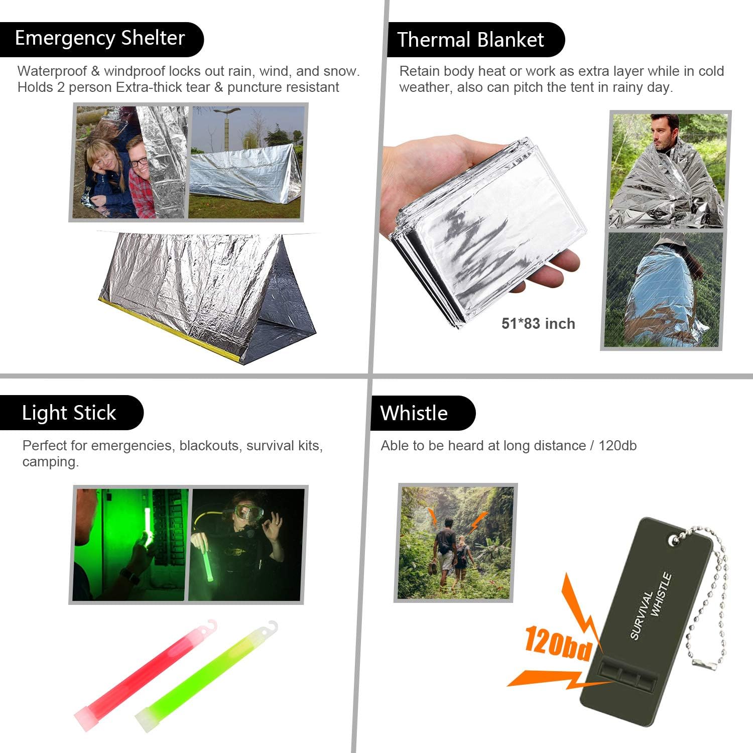 Survival Kit, First Aid Kit Survival Gear and Supplies Emergency Kit with Bug Out Bag Tactical Military Grade Molle IFAK for Camping, Earthquake