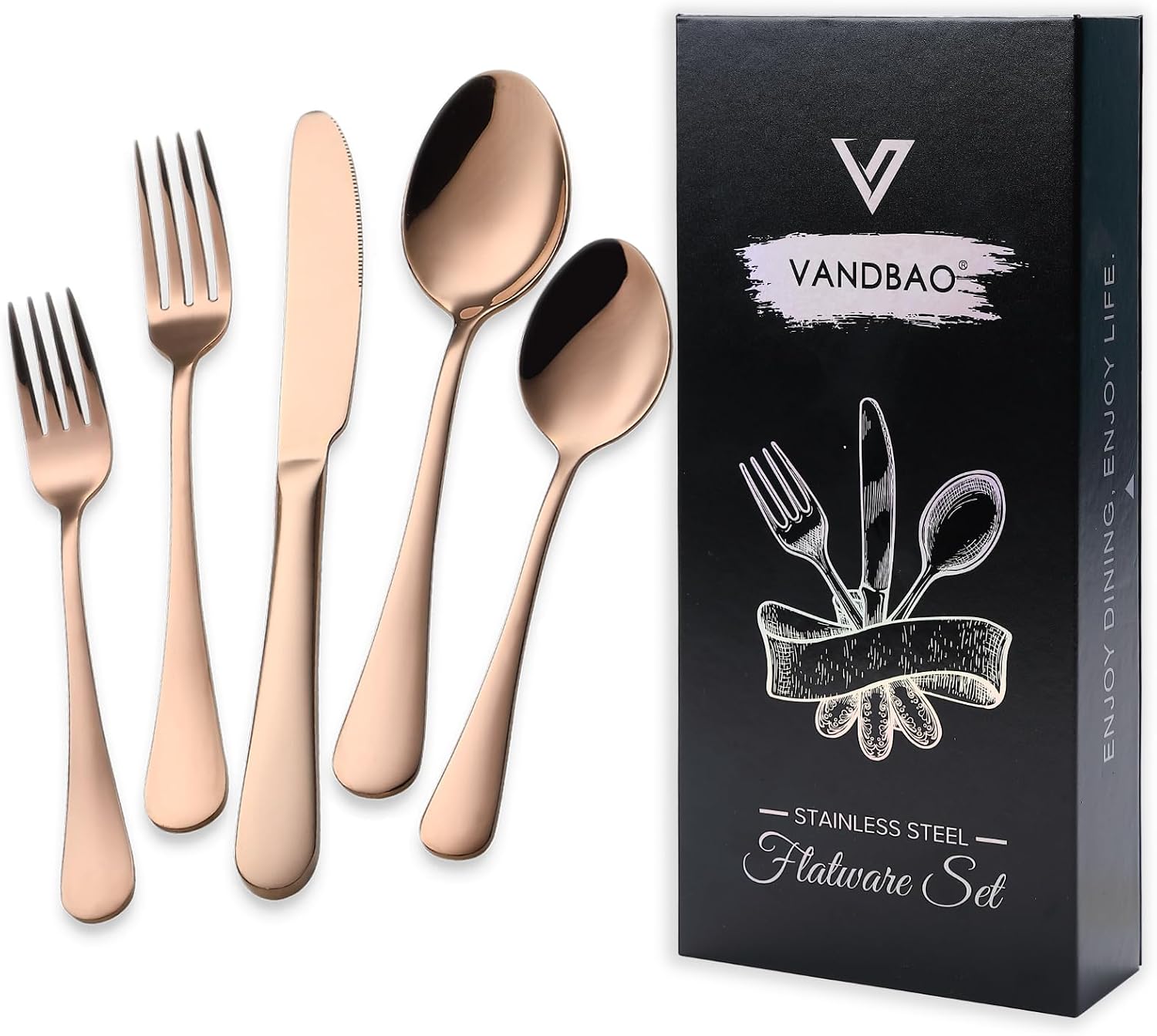 VANDBAO Rainbow Flatware Cutlery Silverware Set 20 Pieces, Stainless Steel Colorful Utensils, Tableware Set Service for 4, Include Knife/Fork/Spoon