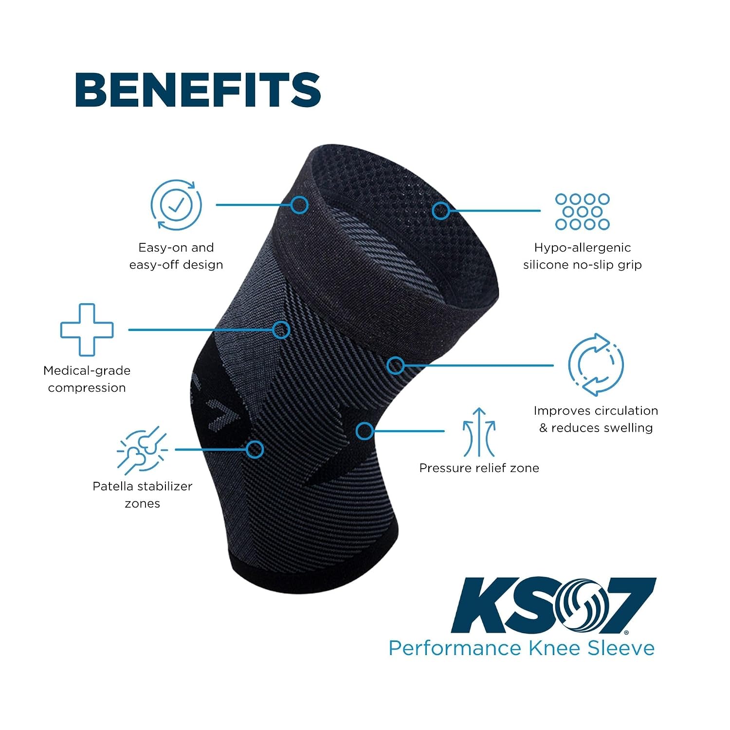 OrthoSleeve Compression Knee Brace, Knee Sleeve for ACL, MCL, Injury Recovery, Meniscus Tear, Pain, Aching Knees, Patellar Tendonitis & Arthritis Pain