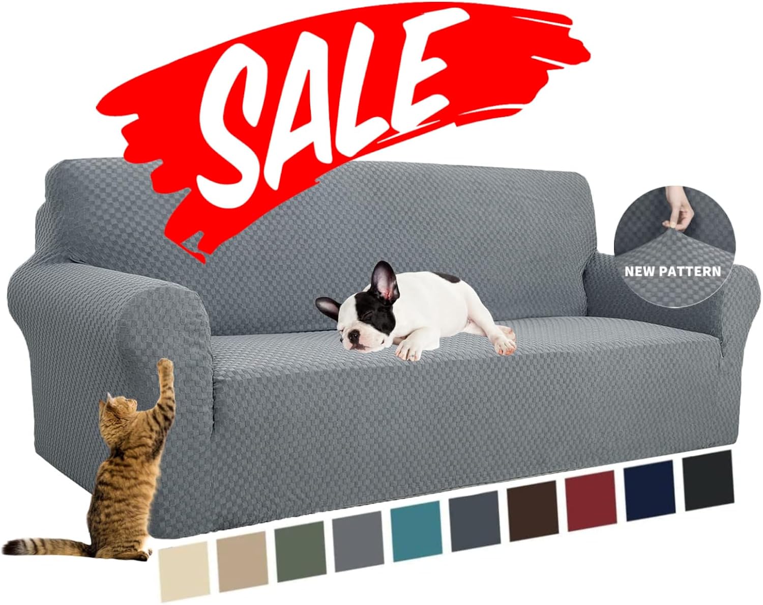 YEMYHOM Couch Cover Latest Jacquard Design High Stretch Sofa Covers for 2 Cushion Couch